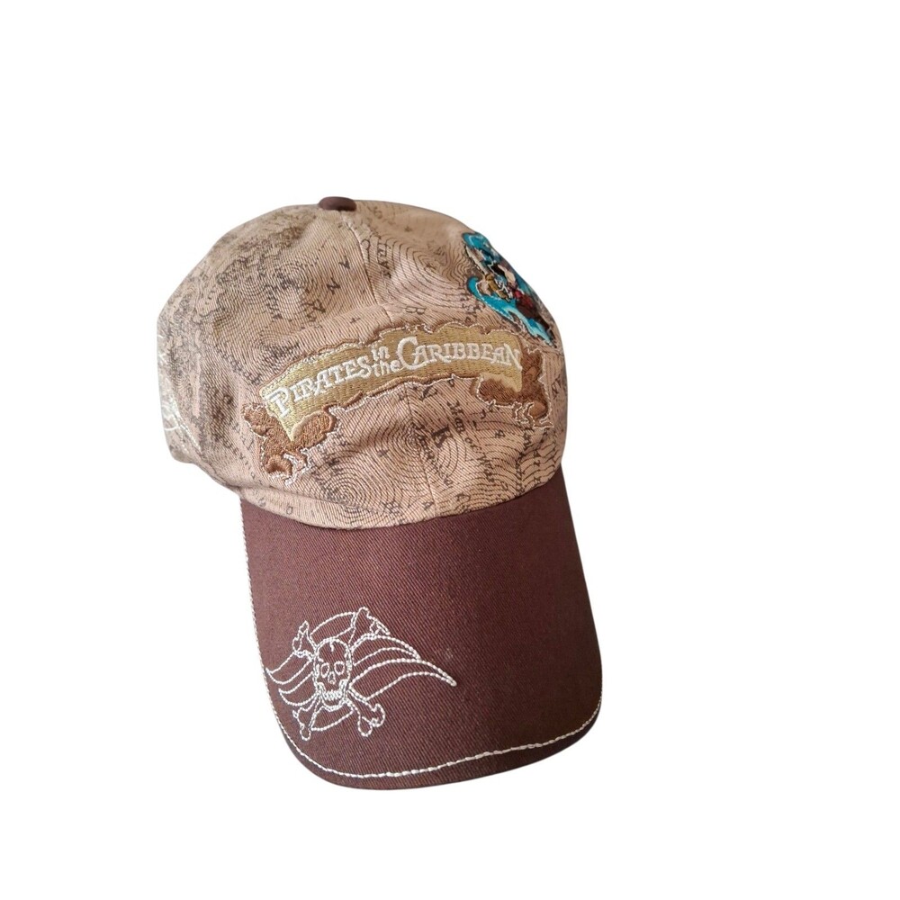 Disney Cruise Line Pirates of the Caribbean Youth Hat Cap Brown Tan Map Mickey - Picture 2 of 10